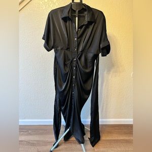 XL black button down ruched dress